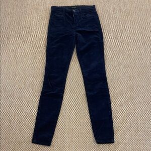 J Brand Maria Black Iris Navy Velvet Corduroy High Rise Skinny Pants
